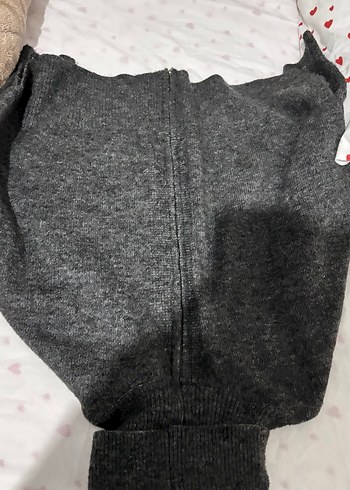 Gri Kadın Boğazlı Triko Kazak - Görsel 4