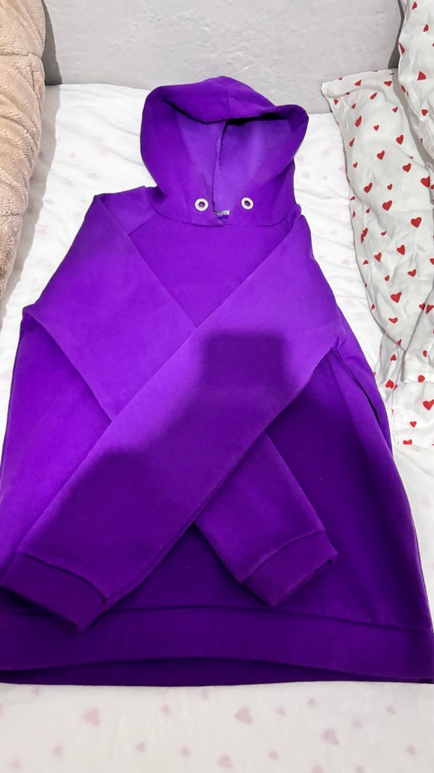 Mor Kapüşonlu Kadın Sweatshirt - Görsel 2