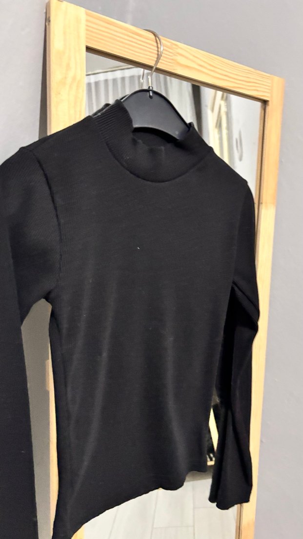 Siyah Kadın Balıkçı Yaka İnce Triko - Görsel 2