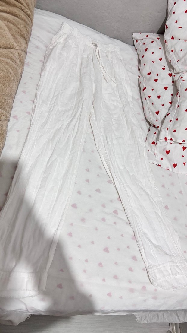 Beyaz Keten pantolon - Görsel 2