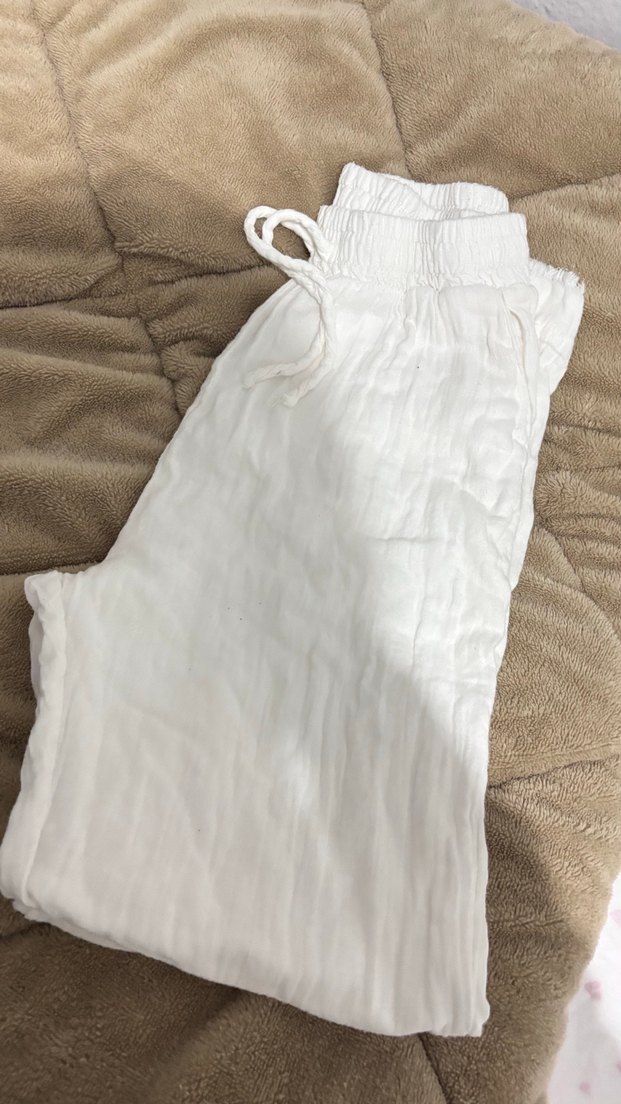 Beyaz Keten pantolon - Görsel 4
