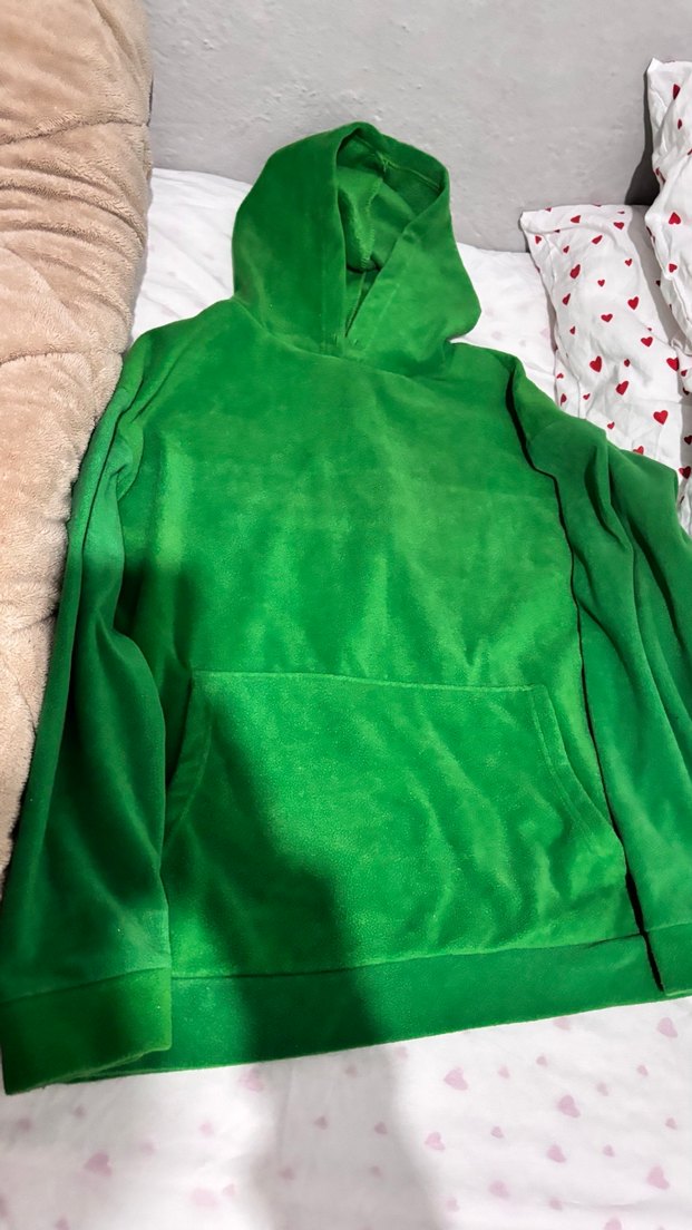 Parlak Yeşil Kapüşonlu Kadın Sweatshirt - Görsel 2