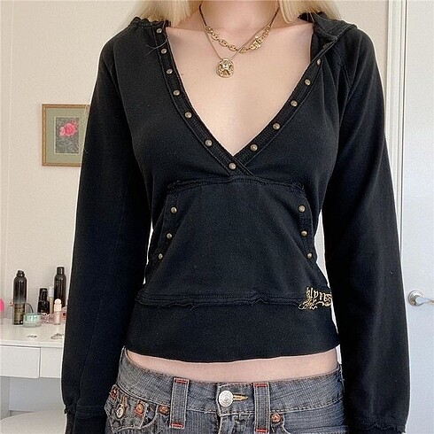 vintage siyah bluz