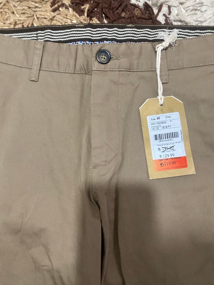 Açık Kahverengi Düz Kesim Erkek Pantolon - Görsel 2