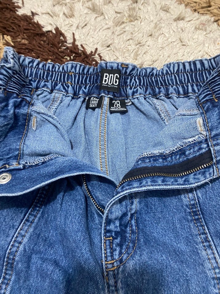 Kadın Mavi Bel Detaylı Bol Kesim Denim Pantolon - Görsel 3