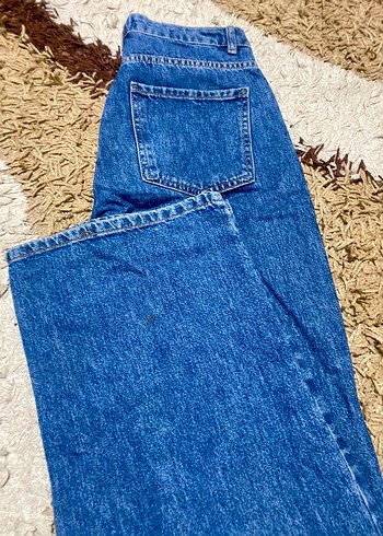 Kadın Mavi Denim Wide Leg Jean - Görsel 3