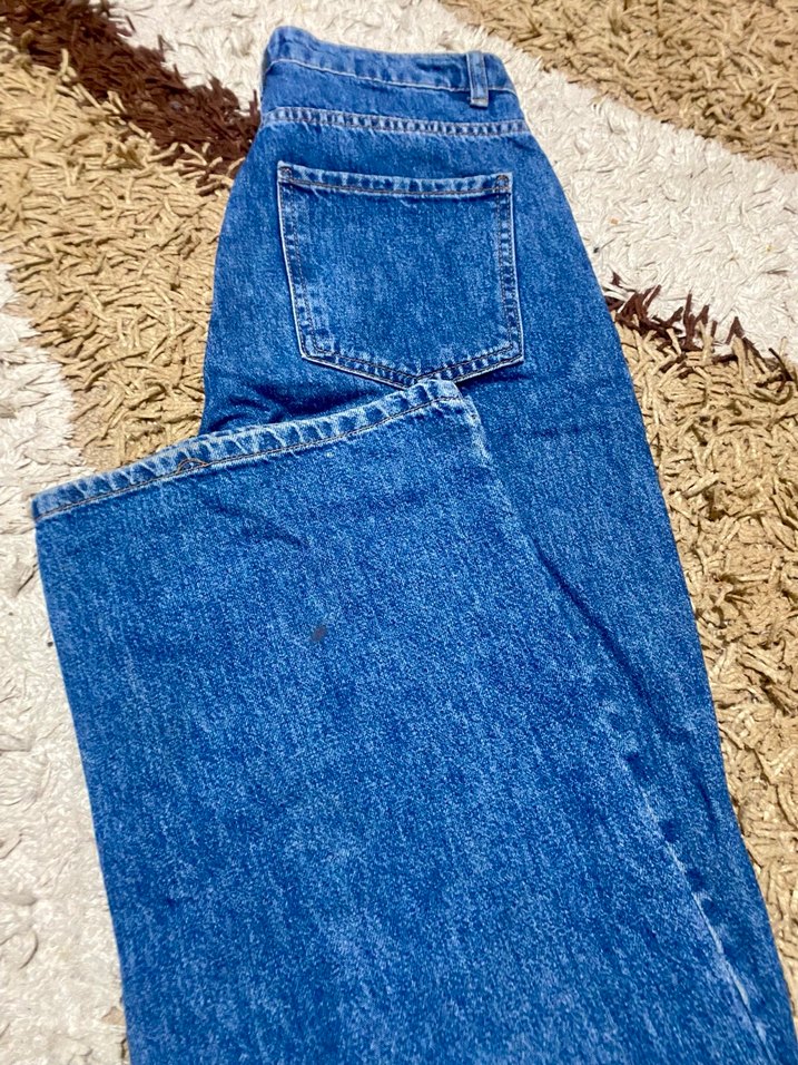 Kadın Mavi Denim Wide Leg Jean - Görsel 3