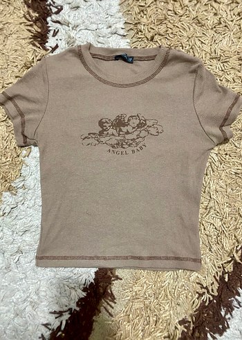 Çizgili, Güneş Desenli Ve Angel Çizili 3 Kısa Kollu Kadın Tişört - Görsel 5