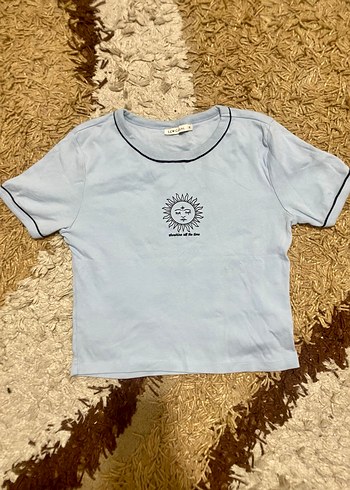 Çizgili, Güneş Desenli Ve Angel Çizili 3 Kısa Kollu Kadın Tişört - Görsel 3