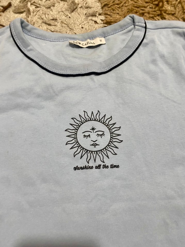 Çizgili, Güneş Desenli Ve Angel Çizili 3 Kısa Kollu Kadın Tişört - Görsel 4