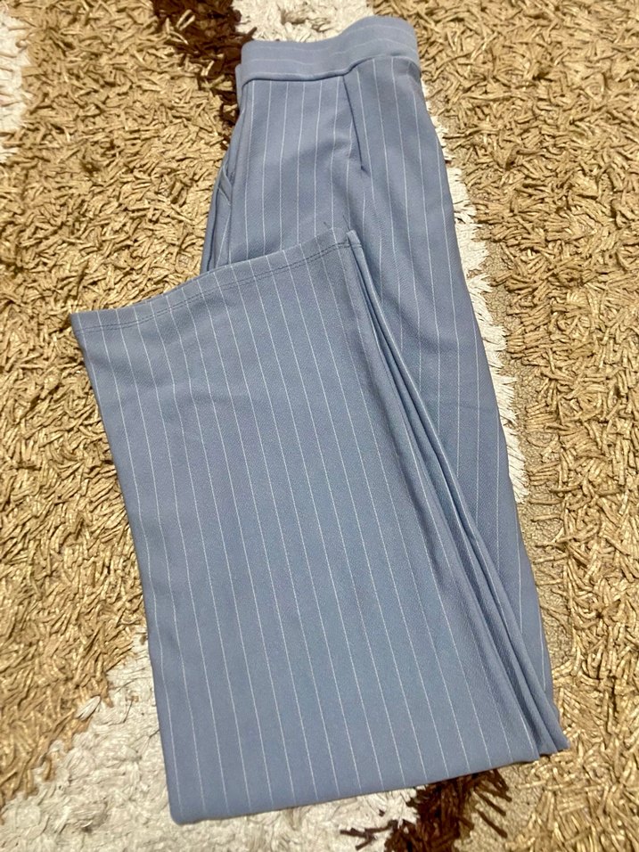 Gri Çizgili Kadın Kumaş Pantolon - Görsel 4