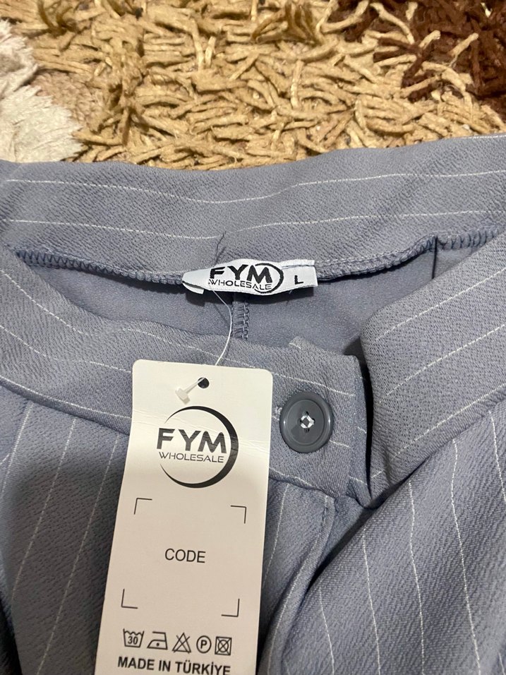 Gri Çizgili Kadın Kumaş Pantolon - Görsel 2