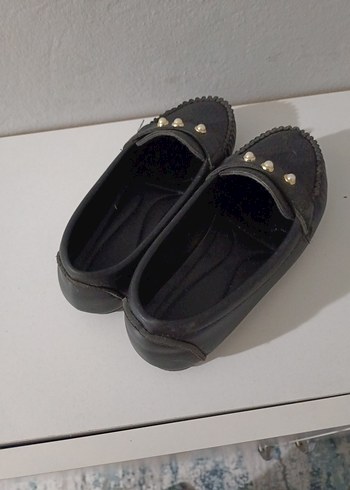 kadin babet Siyah Düğmeli Loafer Ayakkabı - Görsel 2