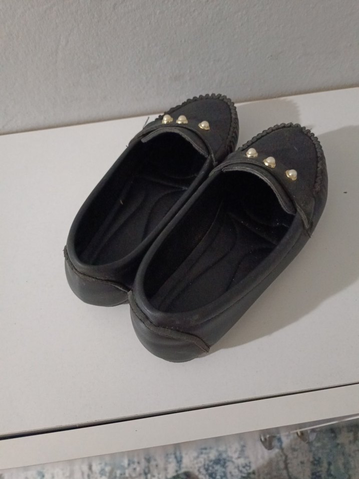 kadin babet Siyah Düğmeli Loafer Ayakkabı - Görsel 2