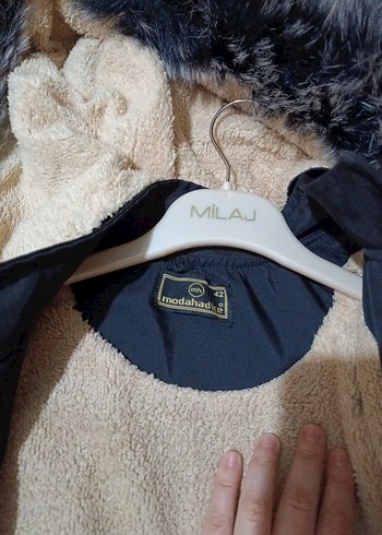 Düğmeli Siyah Kadın Uzun Mont - Görsel 7