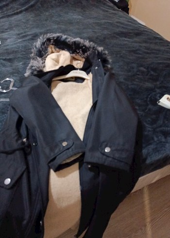 Düğmeli Siyah Kadın Uzun Mont - Görsel 5