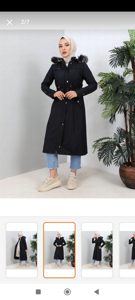 Düğmeli Siyah Kadın Uzun Mont - Görsel 3