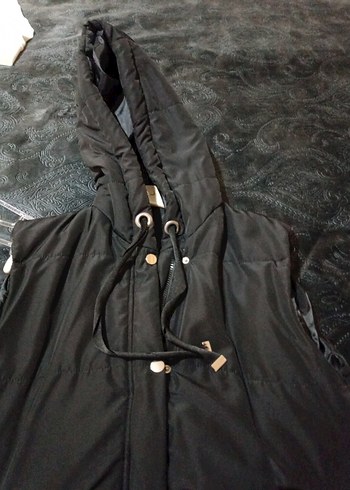 Fermuarlı Siyah Uzun Kesim Kadın Yelek - Görsel 4