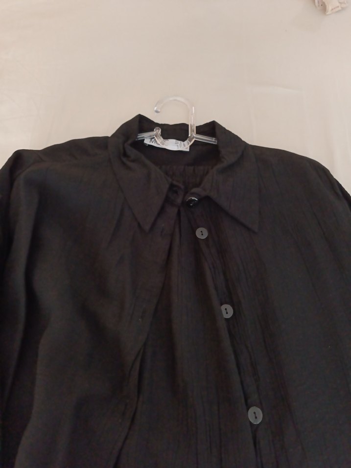 ikili takım Düğmeli Uzun Kollu Siyah Gömlek - Görsel 4