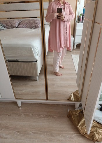 Pembe Uzun Kollu Kadın Tunik - Görsel 3