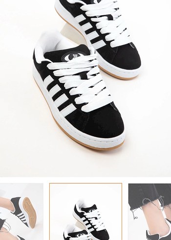 Siyah Beyaz Bağcıklı Spor Ayakkabı - Görsel 3