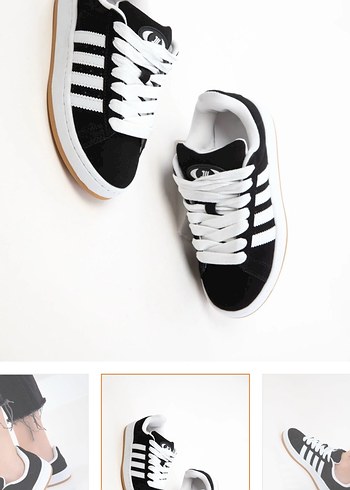 Siyah Beyaz Bağcıklı Spor Ayakkabı - Görsel 2