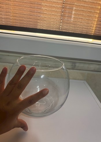 Bej Yuvarlak Cam Vazo fanus - Görsel 2