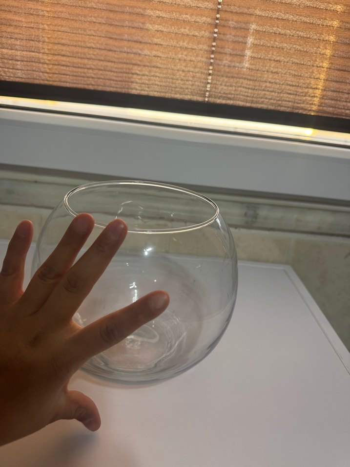 Bej Yuvarlak Cam Vazo fanus - Görsel 2