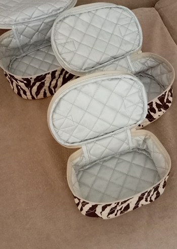 Diğer Zebra Desenli Kadın Makyaj Çantası Seti