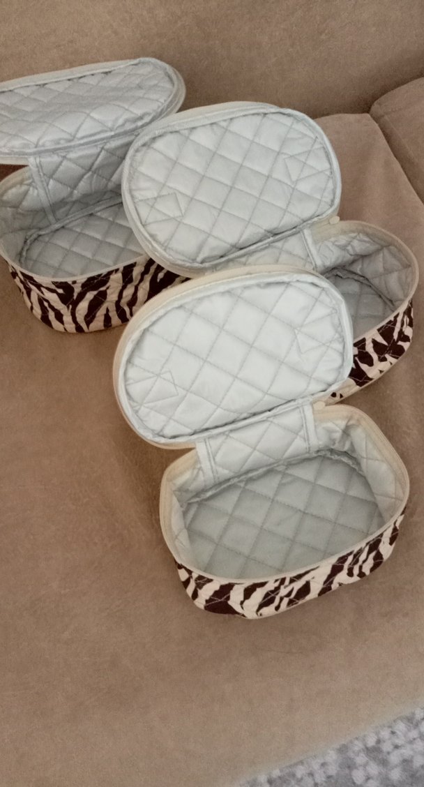 Zebra Desenli Kadın Makyaj Çantası Seti - Görsel 2