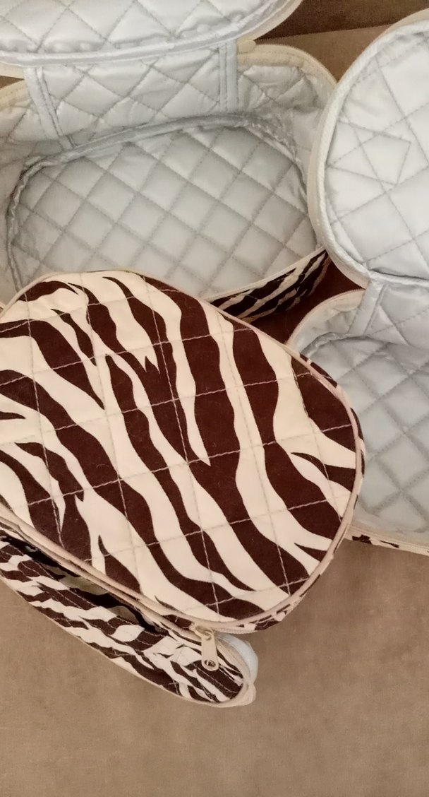 Zebra Desenli Kadın Makyaj Çantası Seti - Görsel 4