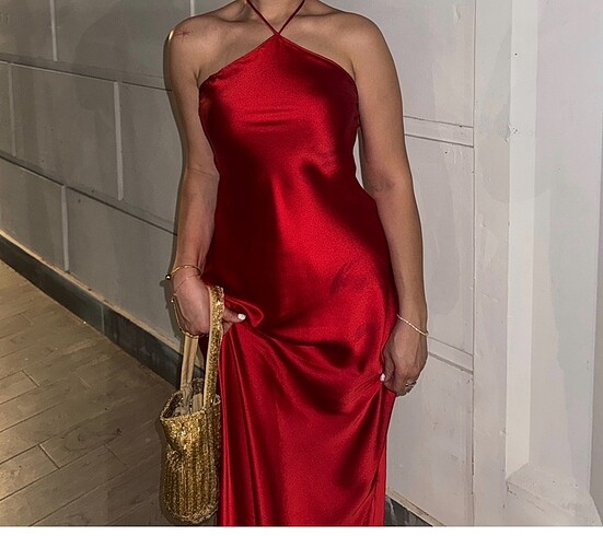 Zara Elbise Saten Kırmızı