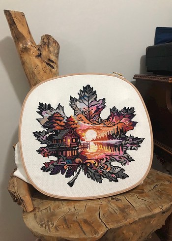 Bohem Tarzda Yaprak Desenli Nakış Panosu - Görsel 2