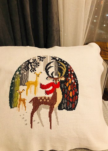 Nakışlı Çok Renkli Yastık Kılıfı - Görsel 2