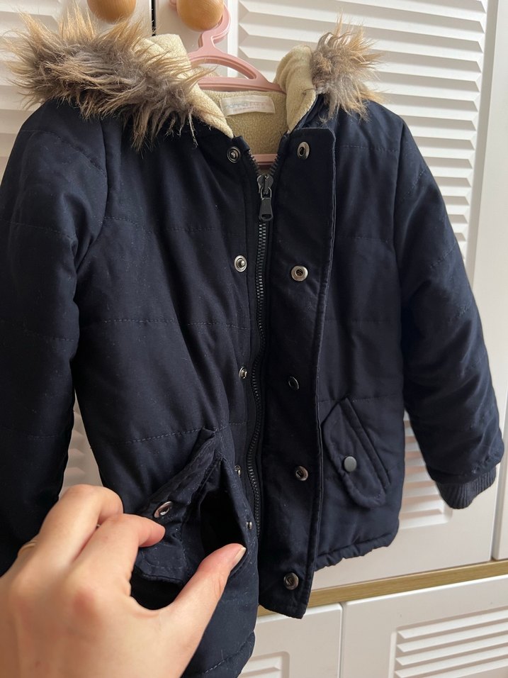 Kapüşonlu Kürklü Erkek Çocuk Kaban - Görsel 2