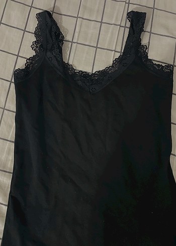 Dantel Detaylı Siyah V Yaka Kadın Body - Görsel 2