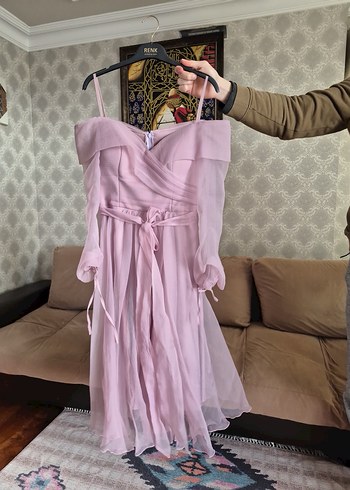 Pembe Straplez Mezuniyet Elbisesi - Görsel 2