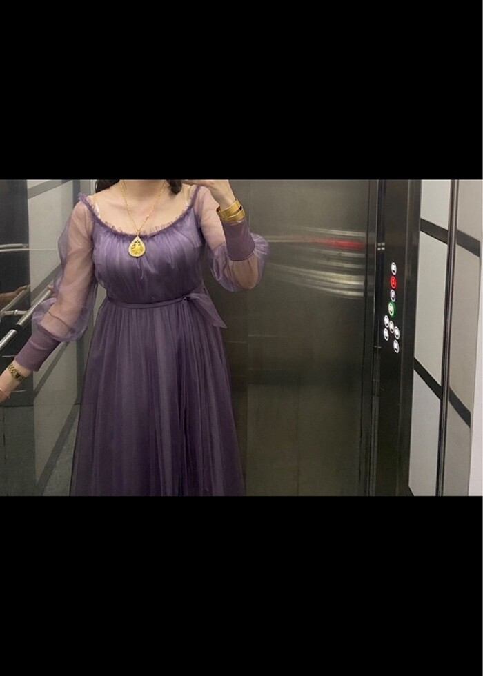 Lila uzun elbise - Görsel 2