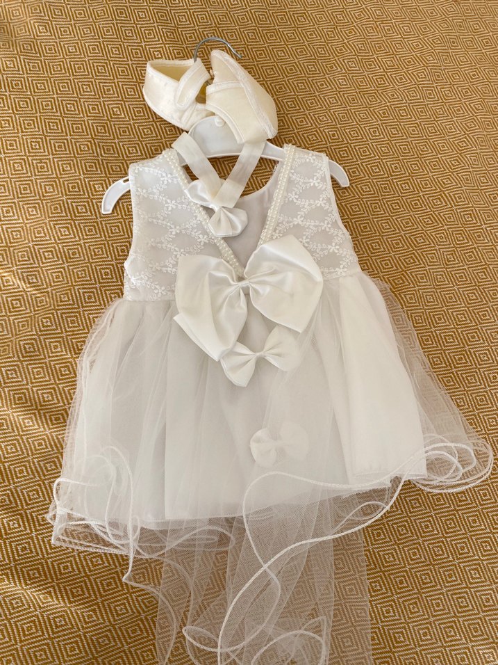Kız Çocuk Beyaz Nakışlı Dantelli Elbise - Görsel 2