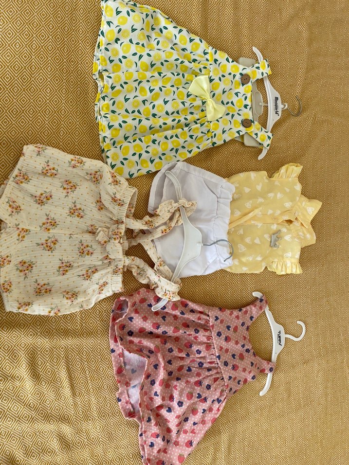 Sarı Fırfırlı Kolsuz Bebek Kıyafet Takımı - Görsel 2