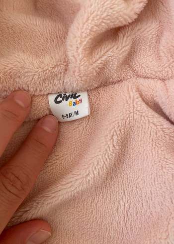 Kız Çocuk Kapüşonlu Pembe Peluş Mont - Görsel 3