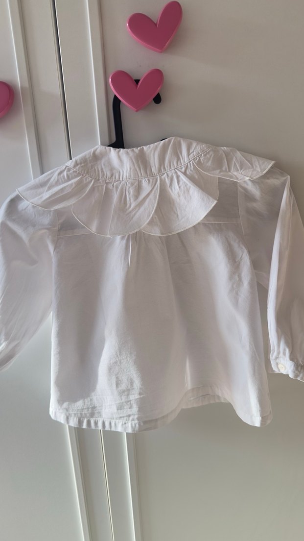 Kız Çocuk Beyaz Pamuklu Fırfırlı Gömlek - Görsel 2