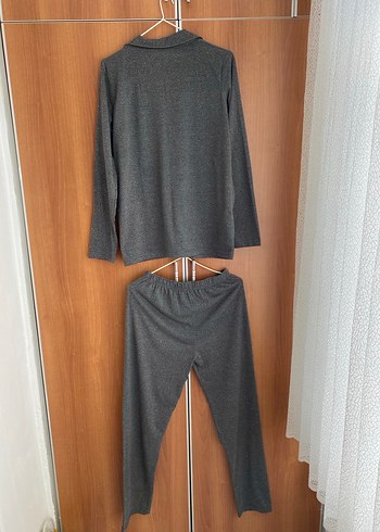 Diğer Gri Düğmeli Kadın Pijama Takımı