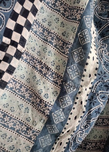 Bohem Tarzı Mavi Gri Dokulu Kadın Şal elbise pareo - Görsel 7