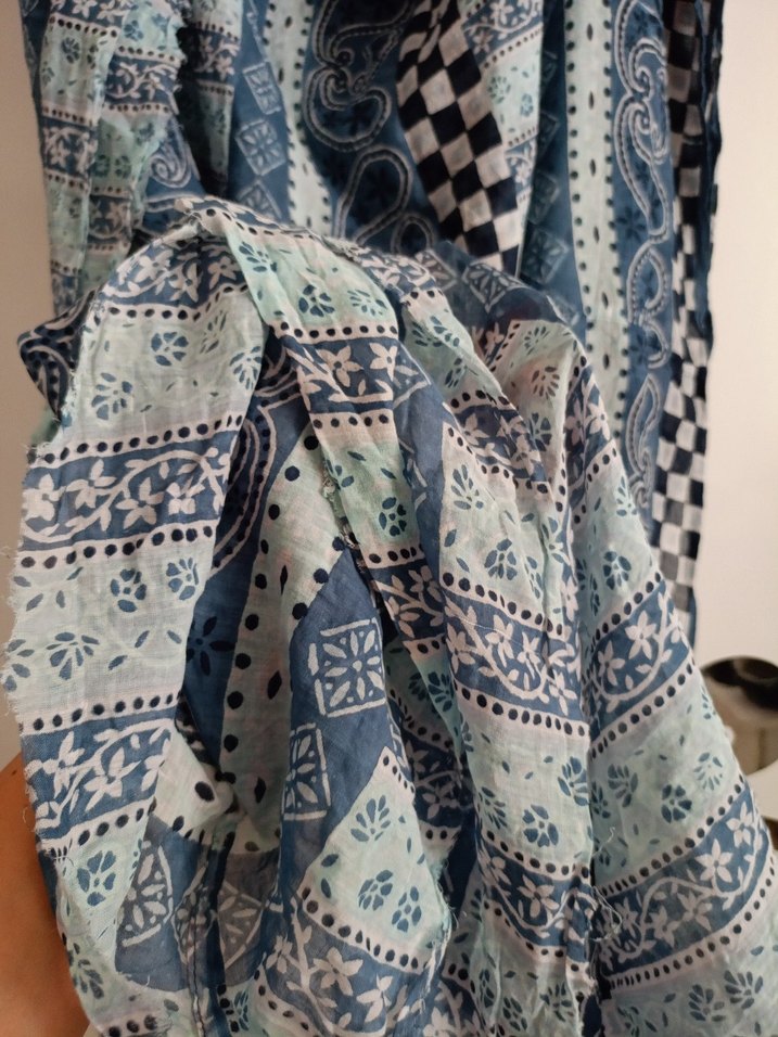 Bohem Tarzı Mavi Gri Dokulu Kadın Şal elbise pareo - Görsel 4