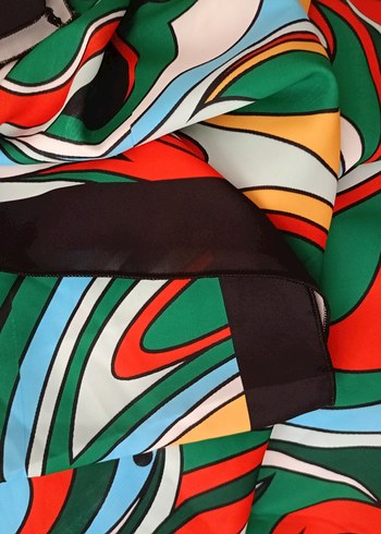 Çok Renkli Uzun Bağlamalı Pareo ipek - Görsel 7