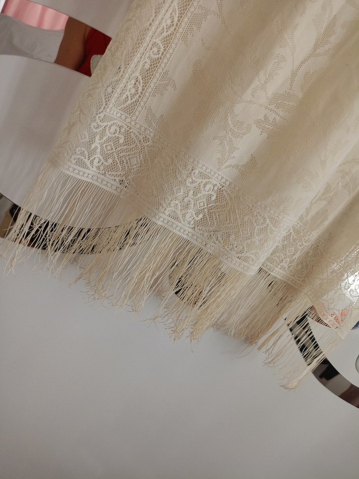Püsküllü Beyaz Bohem Mini pareo - Görsel 2