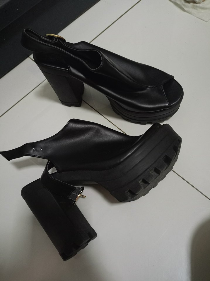 Kadın Siyah Goth Platform Topuklu Ayakkabı - Görsel 5
