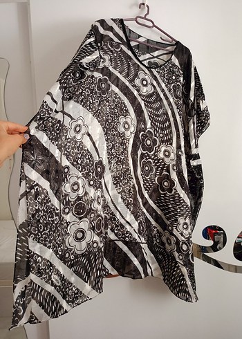 Bohem Siyah Gri Batik Desenli pareo - Görsel 2