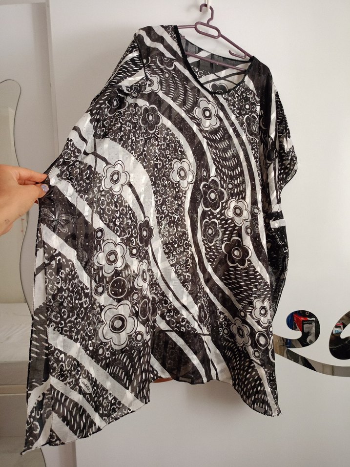 Bohem Siyah Gri Batik Desenli pareo - Görsel 2